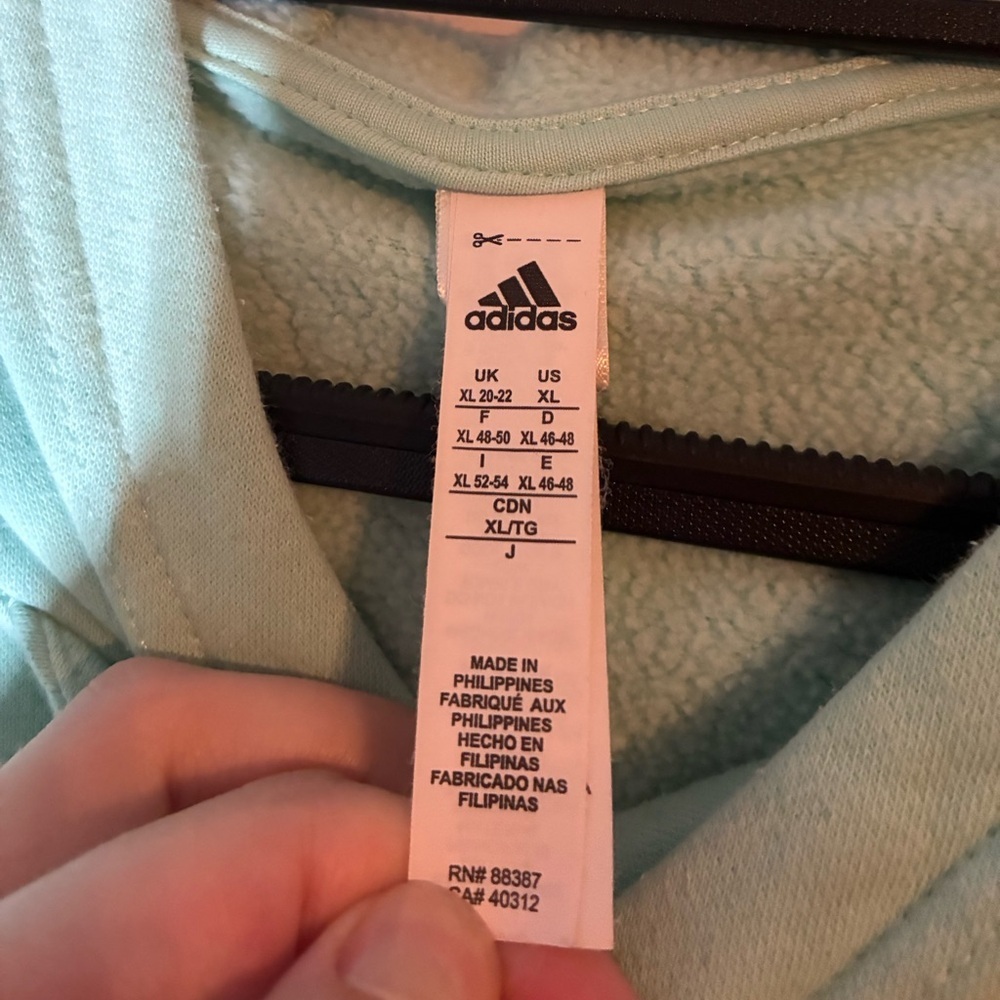 Adidas Mint Green Fleece Graphic Pullover Hoodie Size XL - Picture 5 of 5